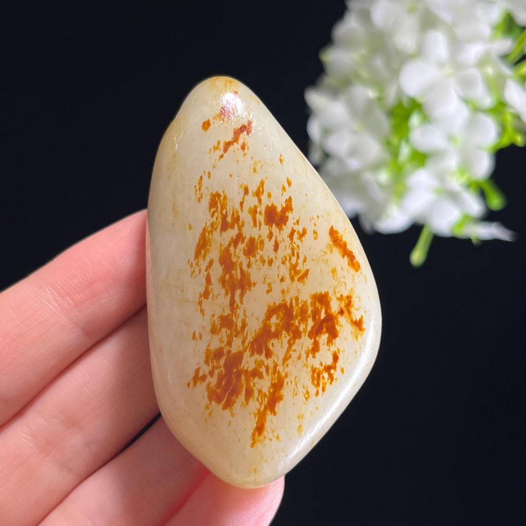 和田玉白玉“残阳锦鳞”洒金皮洒红皮籽料（yc351290）