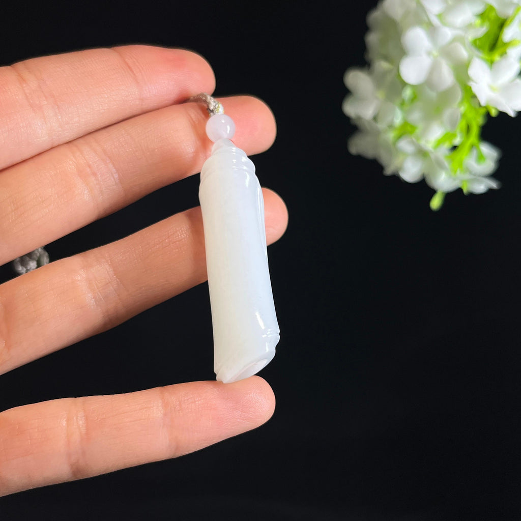 和田玉白玉“势如破竹”竹节随形雕挂件（yc349446）