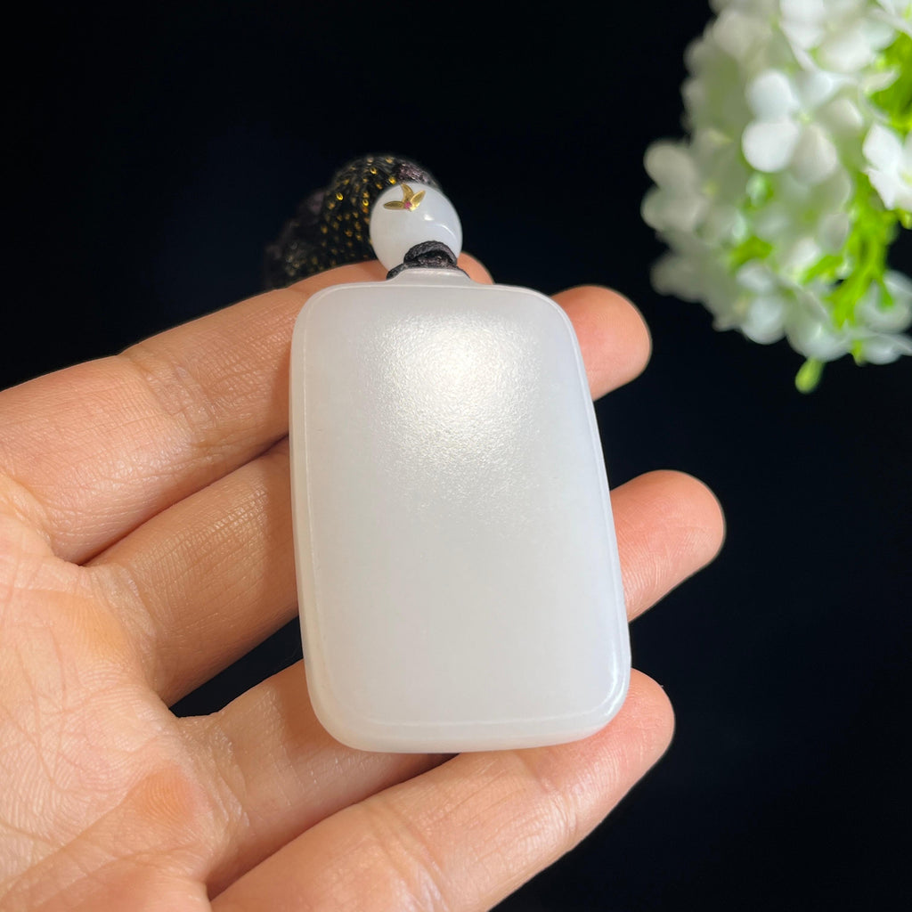 新疆天然和田玉羊脂白玉无事牌（yc349420）