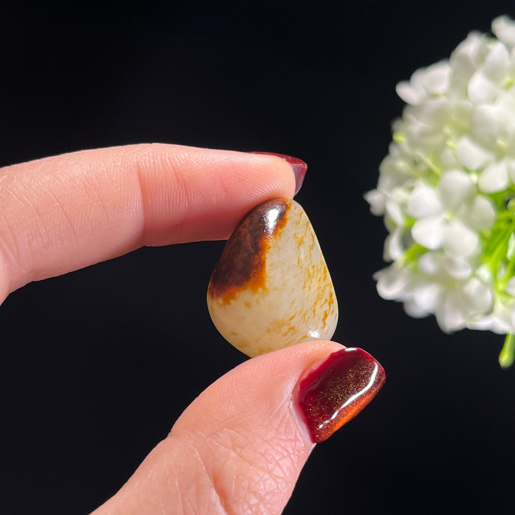 和田玉白玉“霜华鎏影”洒金聚红皮籽料（yc336367）