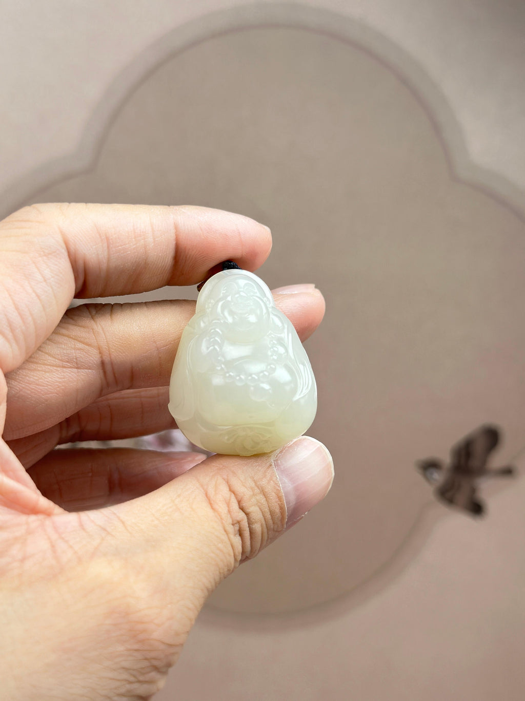 精品新疆和田玉白玉籽料弥勒佛挂件（yc766529）