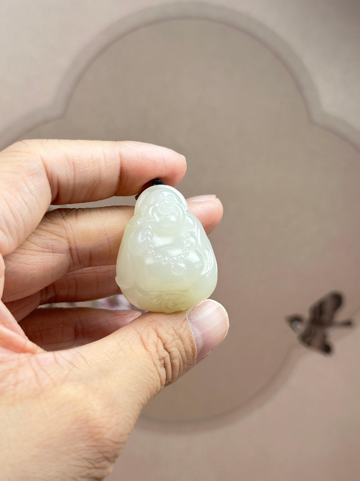 精品新疆和田玉白玉籽料弥勒佛挂件（yc766529）