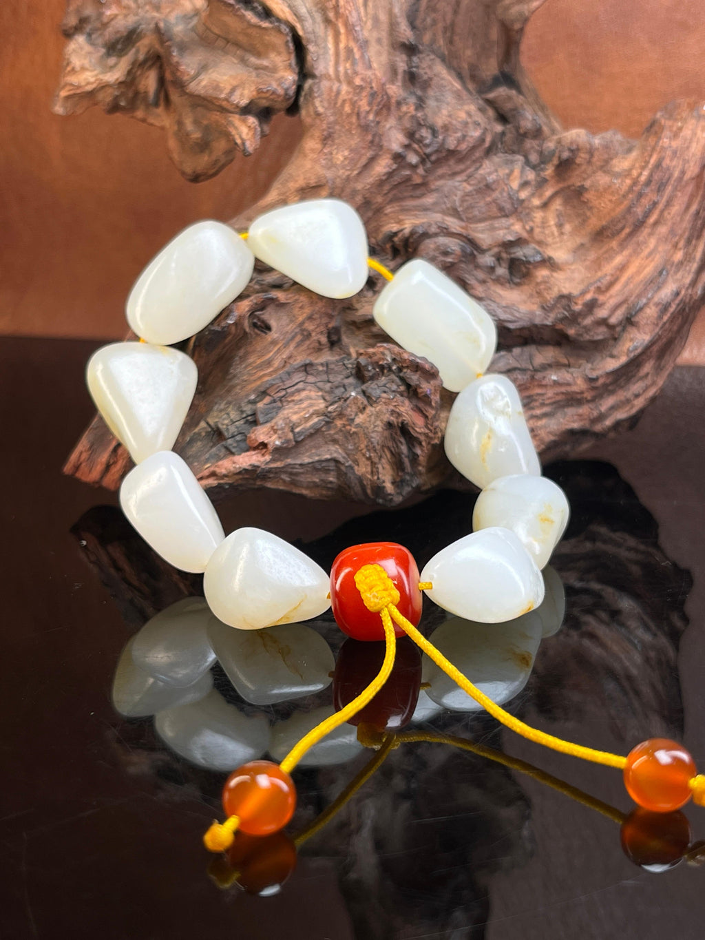 新疆和田玉白玉籽料原石手串独籽无修（yc229206）