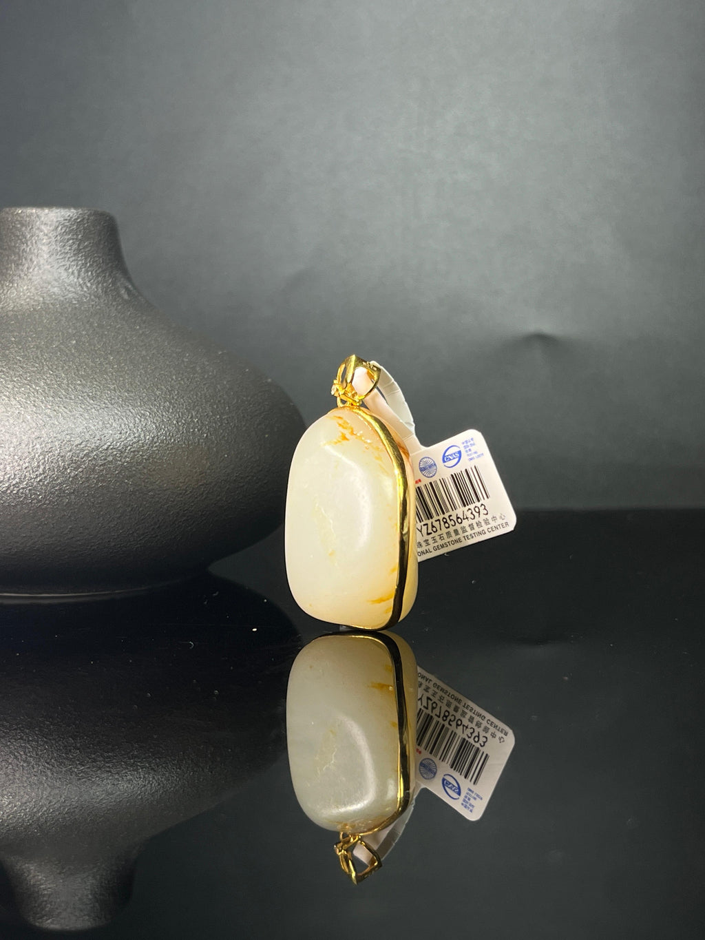 新疆和田玉籽料原石18k金镶玉吊坠1（yc242973）