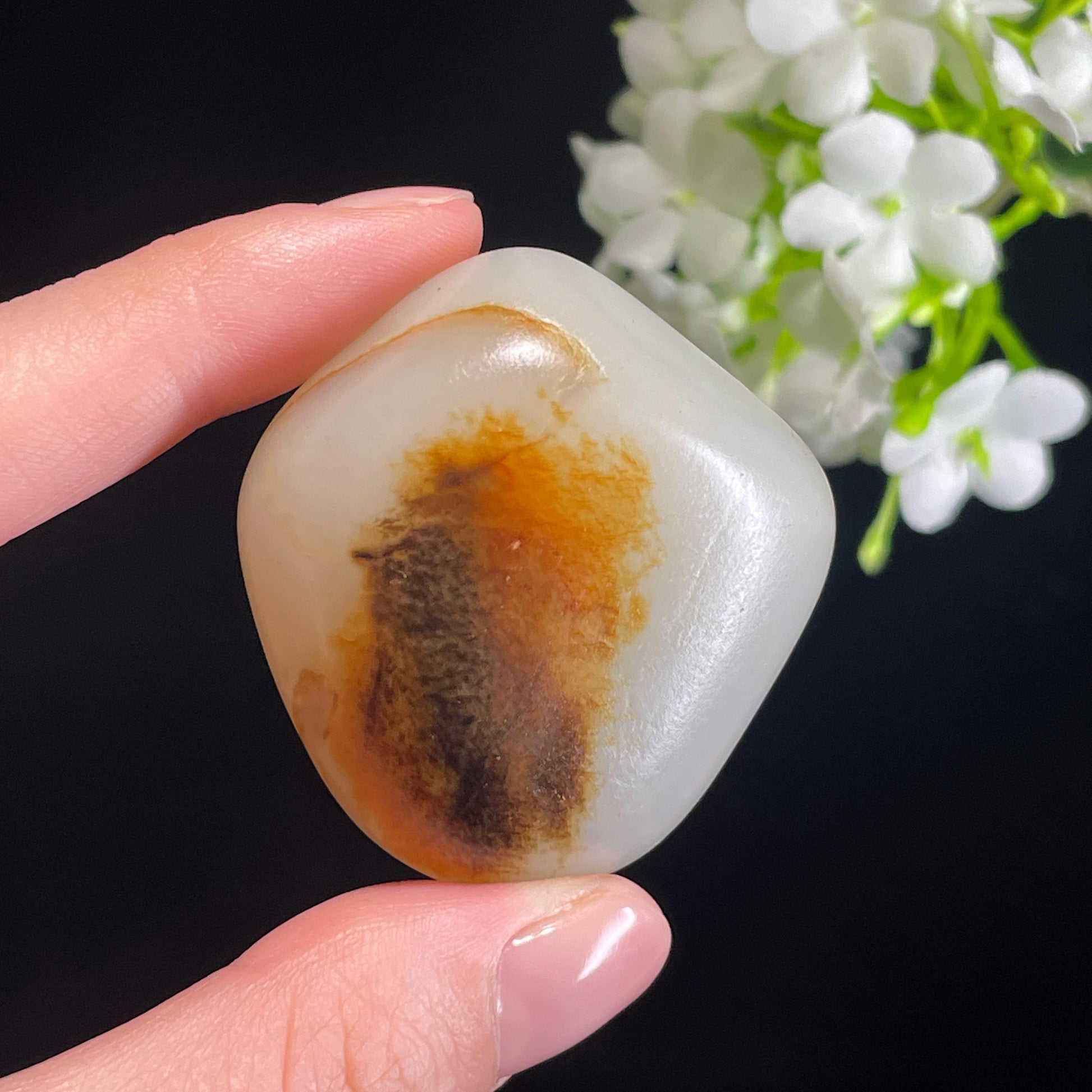 新疆天然和田玉“福泽凝脂”黑红皮籽料（yc322330）