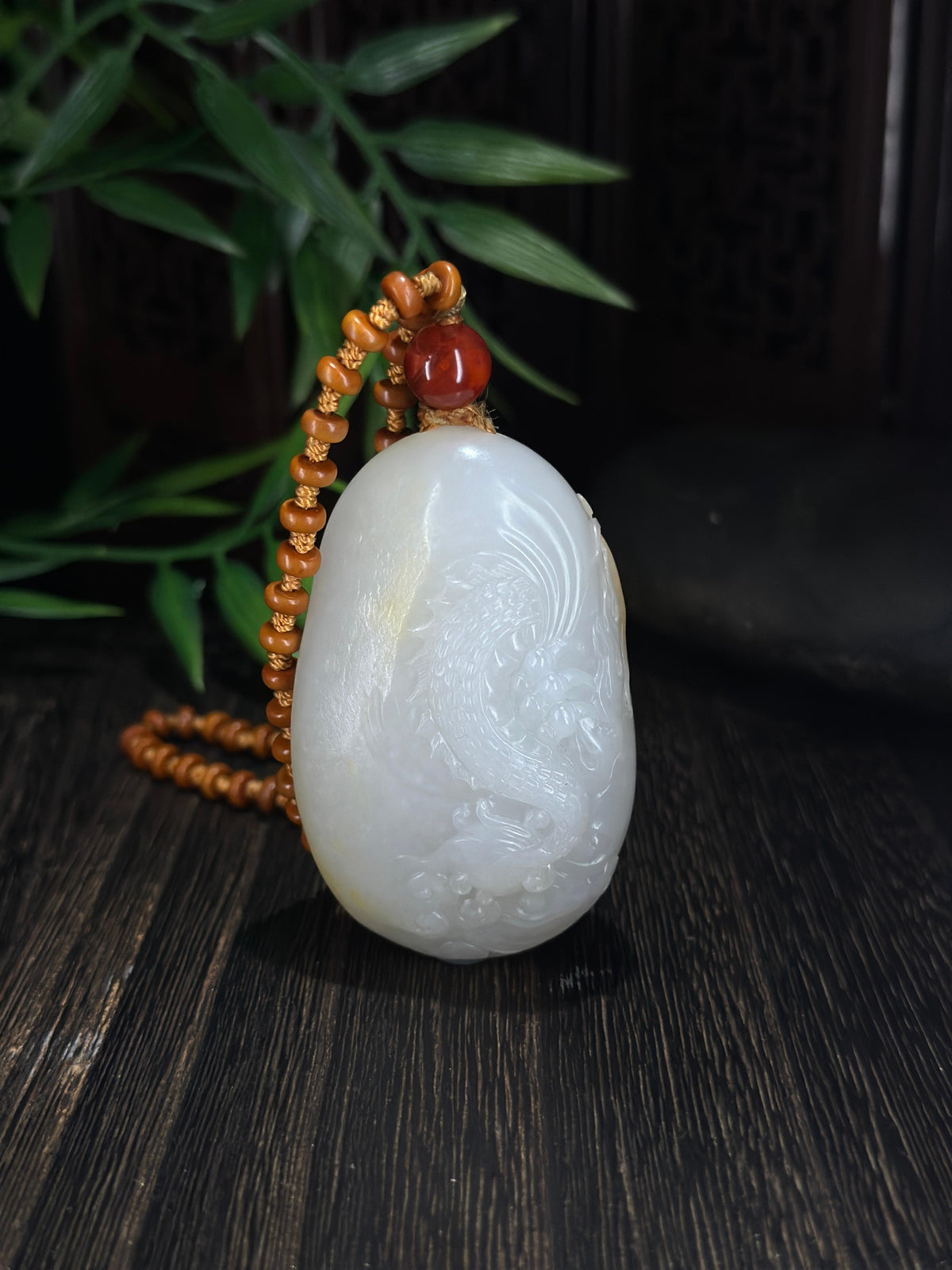 新疆和田玉珍品白玉洒金皮籽料神龙手把件（yc712156）