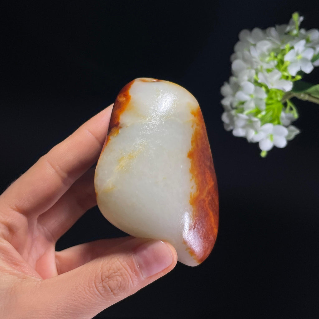 和田玉白玉“赤焰凝脂”聚红皮籽料（yc324138）