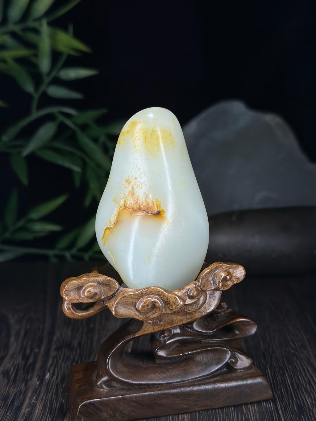 新疆和田玉珍品白玉洒金皮籽料手把件（yc712604）
