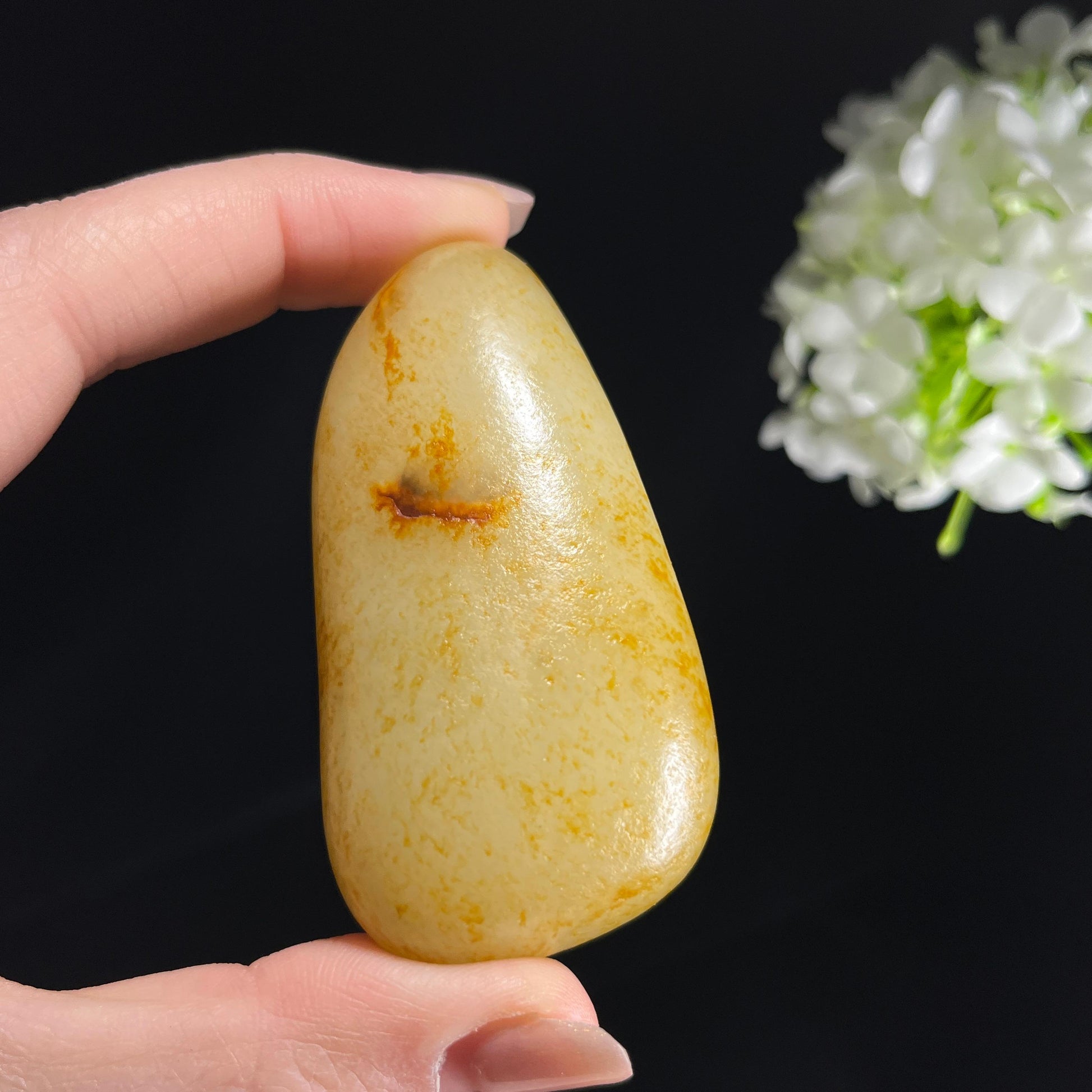 和田玉白玉“流金卧雪”通体洒金皮籽料（yc358548）