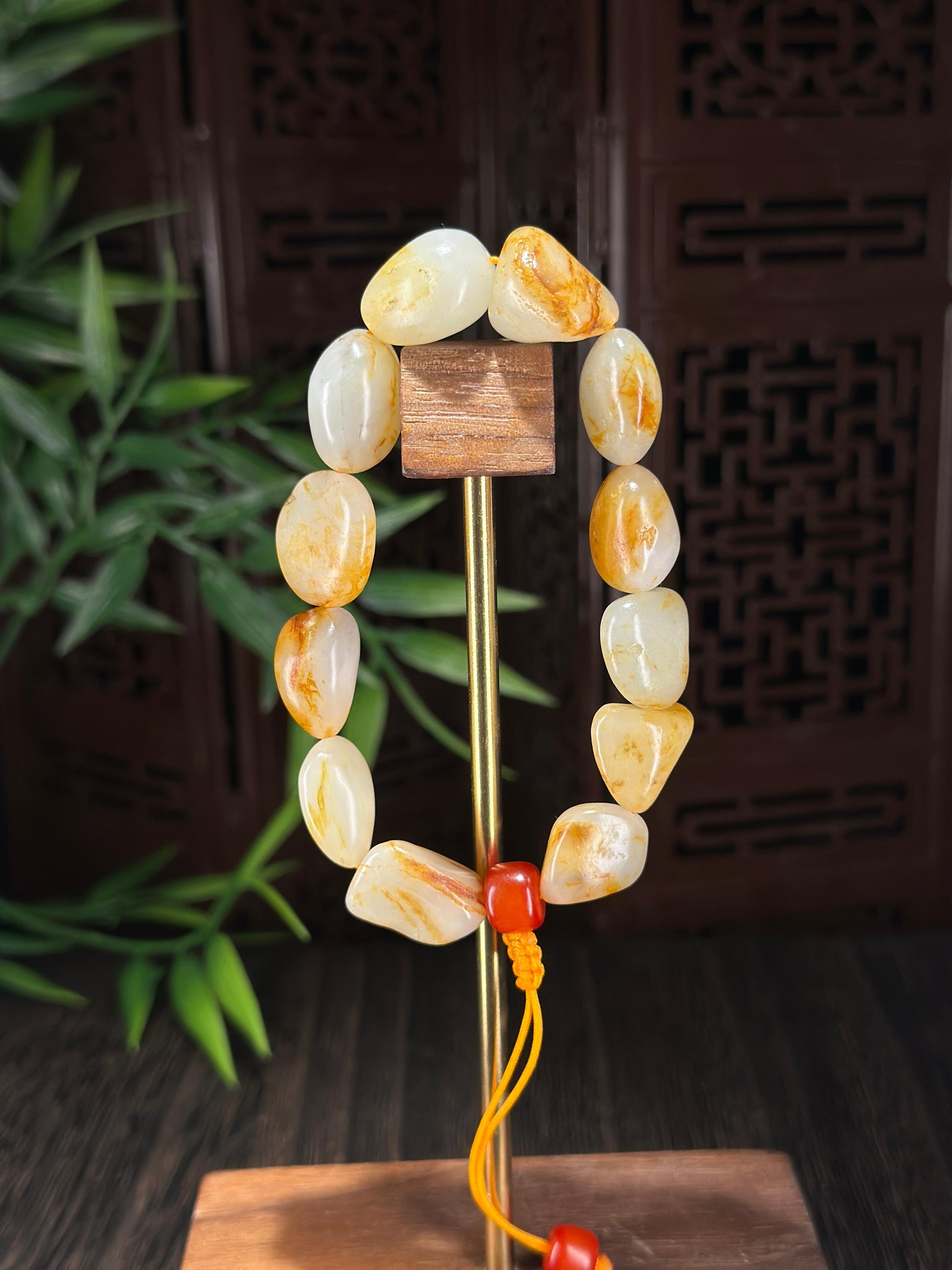 新疆和田玉精品红皮洒金皮原籽手串（12颗）（yc696923）