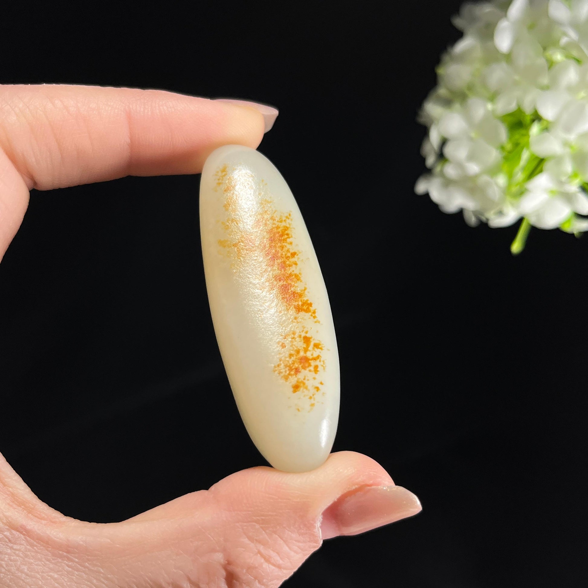 和田玉白玉洒红皮“星雨点玉”双面皮籽料（yc358547）