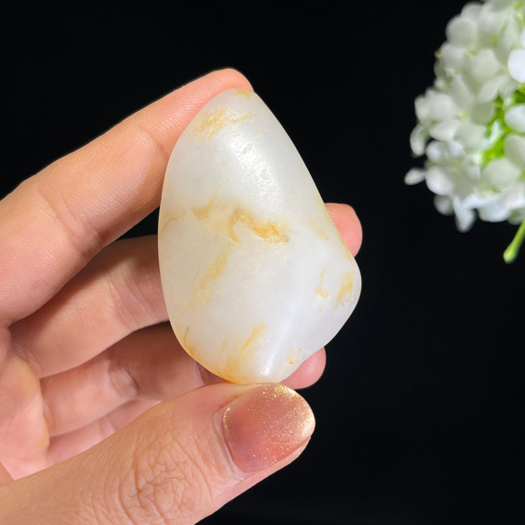 和田玉“浅金绕璧”白玉洒金皮籽料（yc425747）