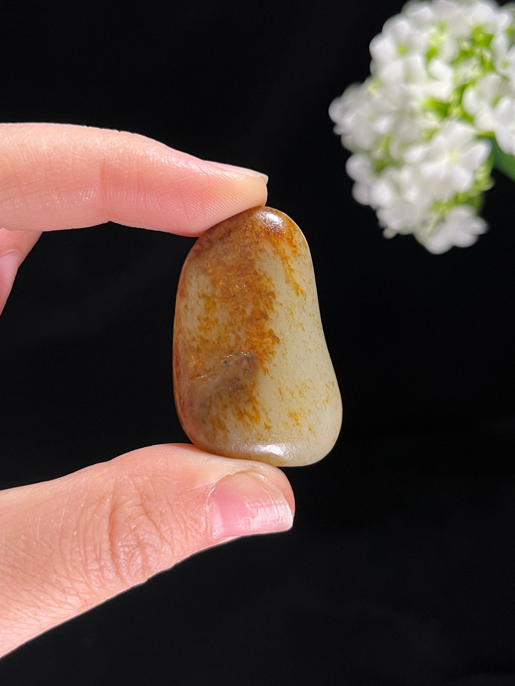 新疆和田白玉精品“流星洒金”籽料原石（yc255635）