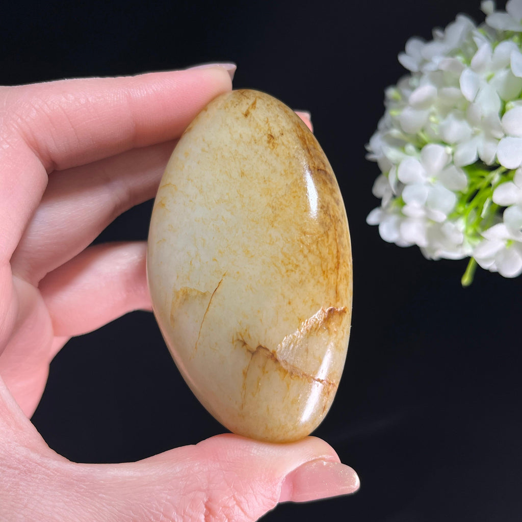 和田玉青白玉“古玉纹霜”黄皮秋梨皮籽料（yc350401）