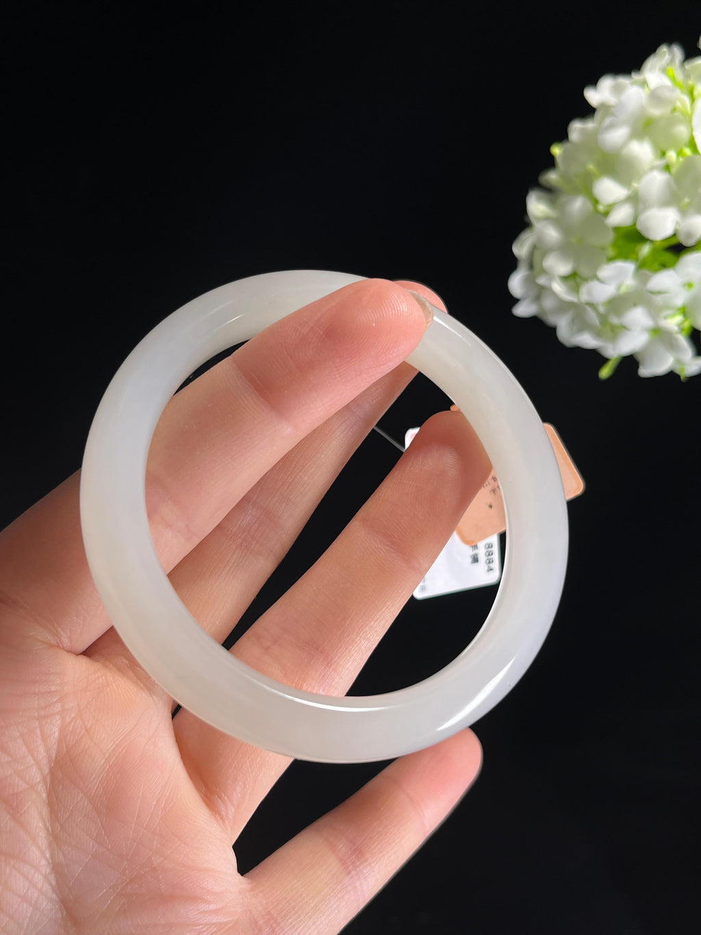 新疆天然和田玉“云落腕”白玉手镯(卡57）（yc277871）