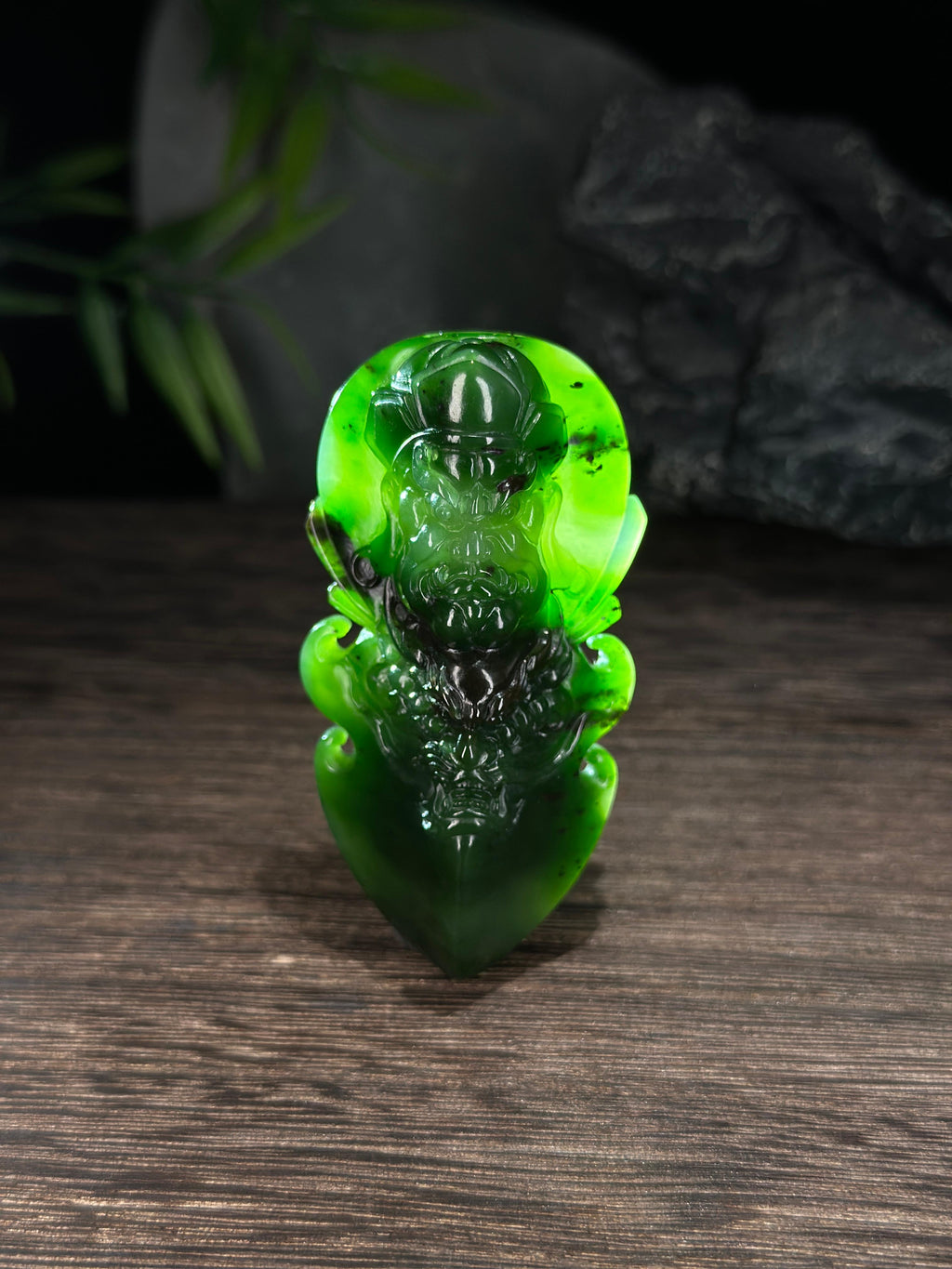 和田玉碧玉大威德金刚雕刻降魔杵挂件（yc728959）