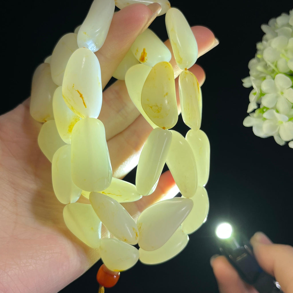 和田玉白玉洒金皮洒红皮籽料原籽项链（yc347157）