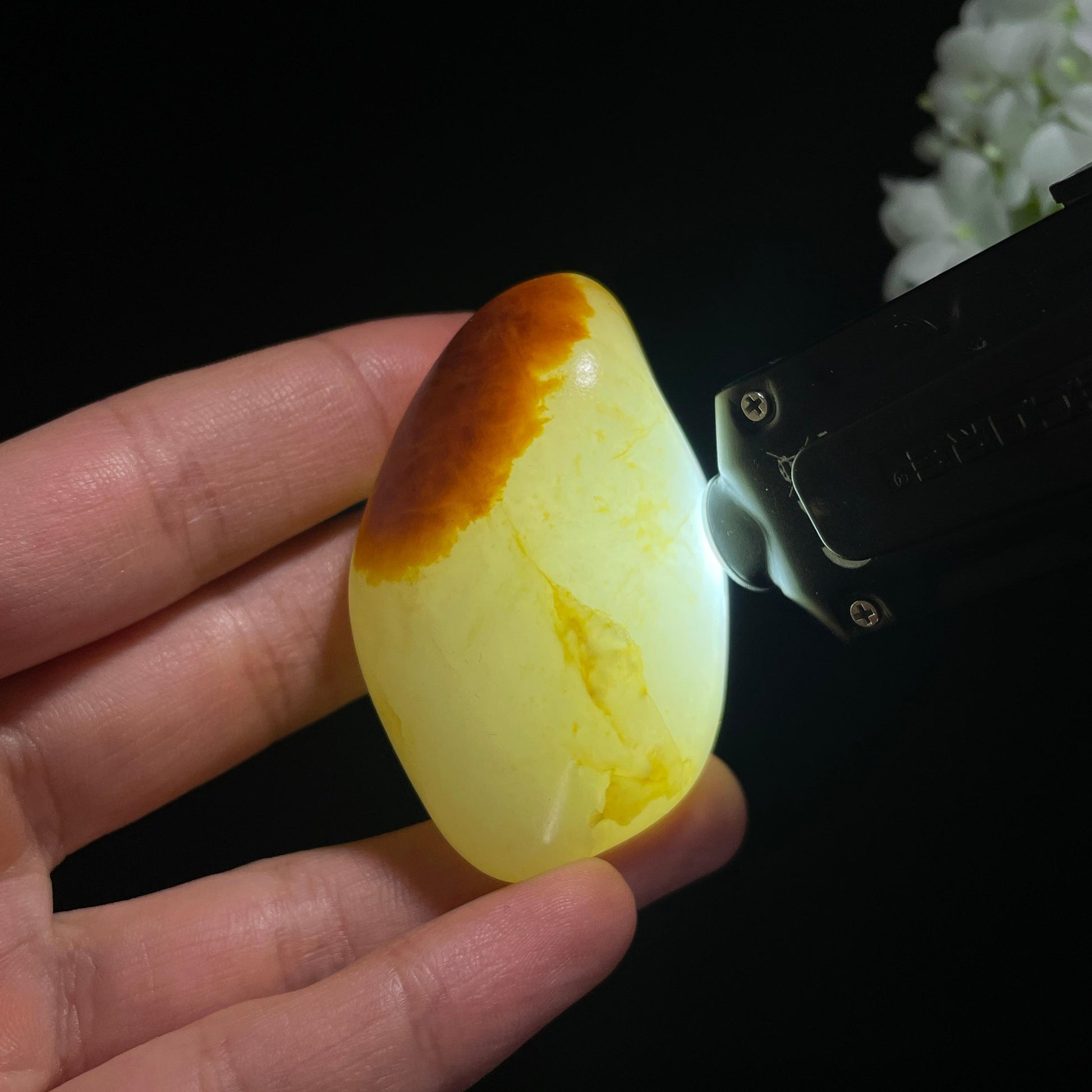 和田玉白玉“红冠素羽”洒金聚红皮籽料（yc344431）