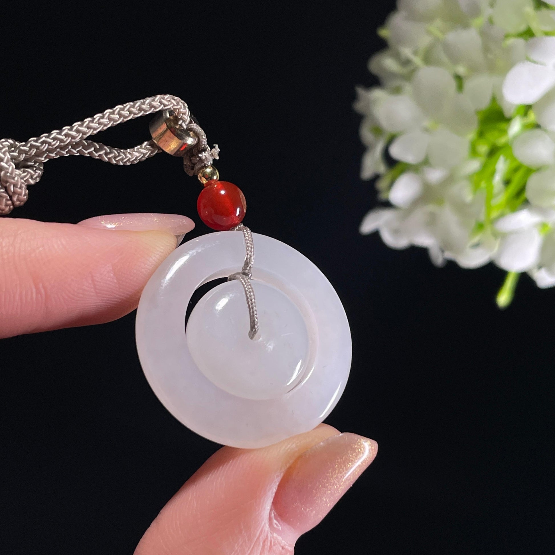 新疆天然和田玉白玉字母平安扣（yc342098）