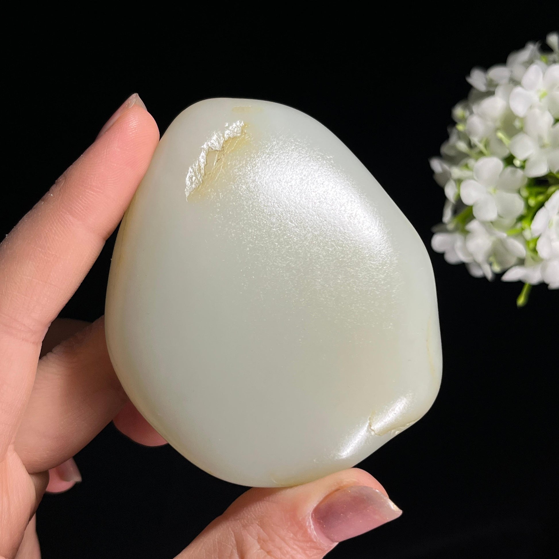 和田玉一级白“清瑶缀露”光白籽料原石（yc295545）