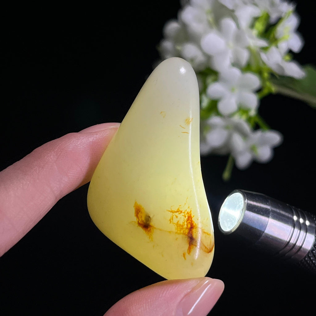 和田玉白玉“秋红漱玉”洒金聚红皮籽料（yc330147）