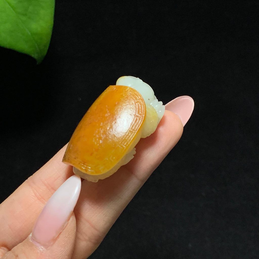 收藏级和田聚红皮籽料龙龟手把件（yc350628）