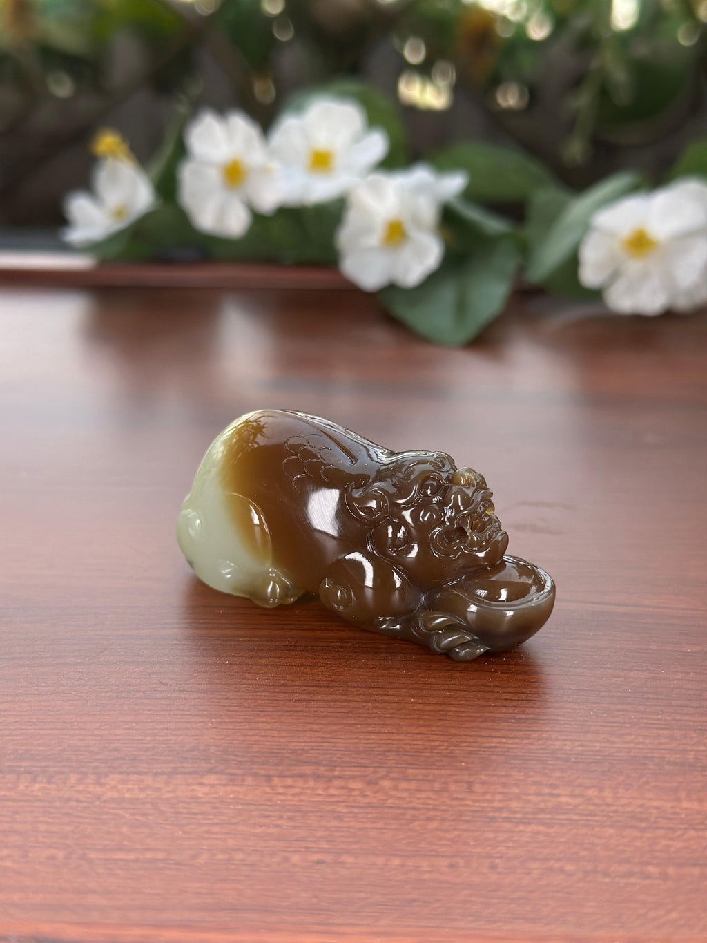 和田玉糖青送财貔貅挂件（yc704998）