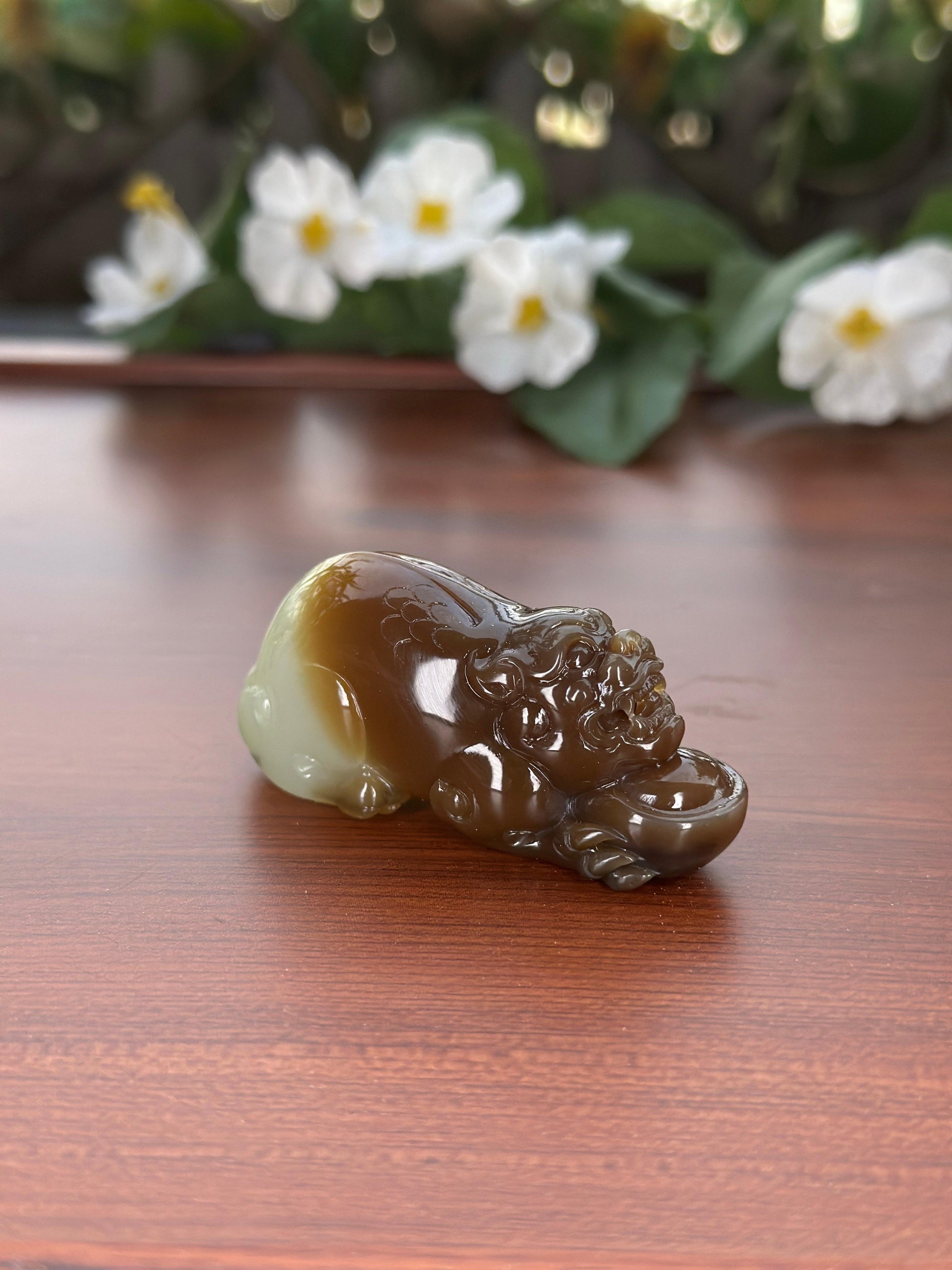 和田玉糖青送财貔貅挂件（yc704998）