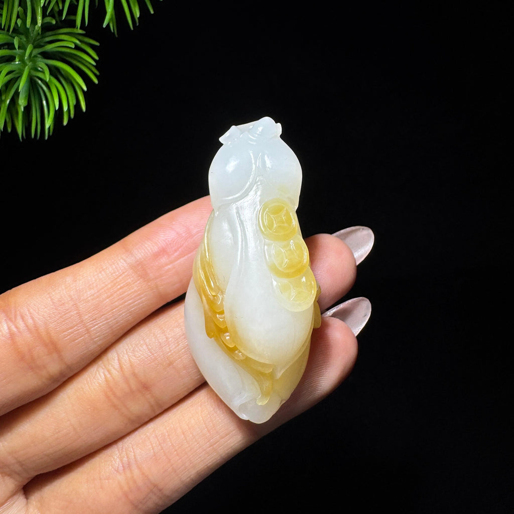和田玉山料糖白玉兰花（yc732572）