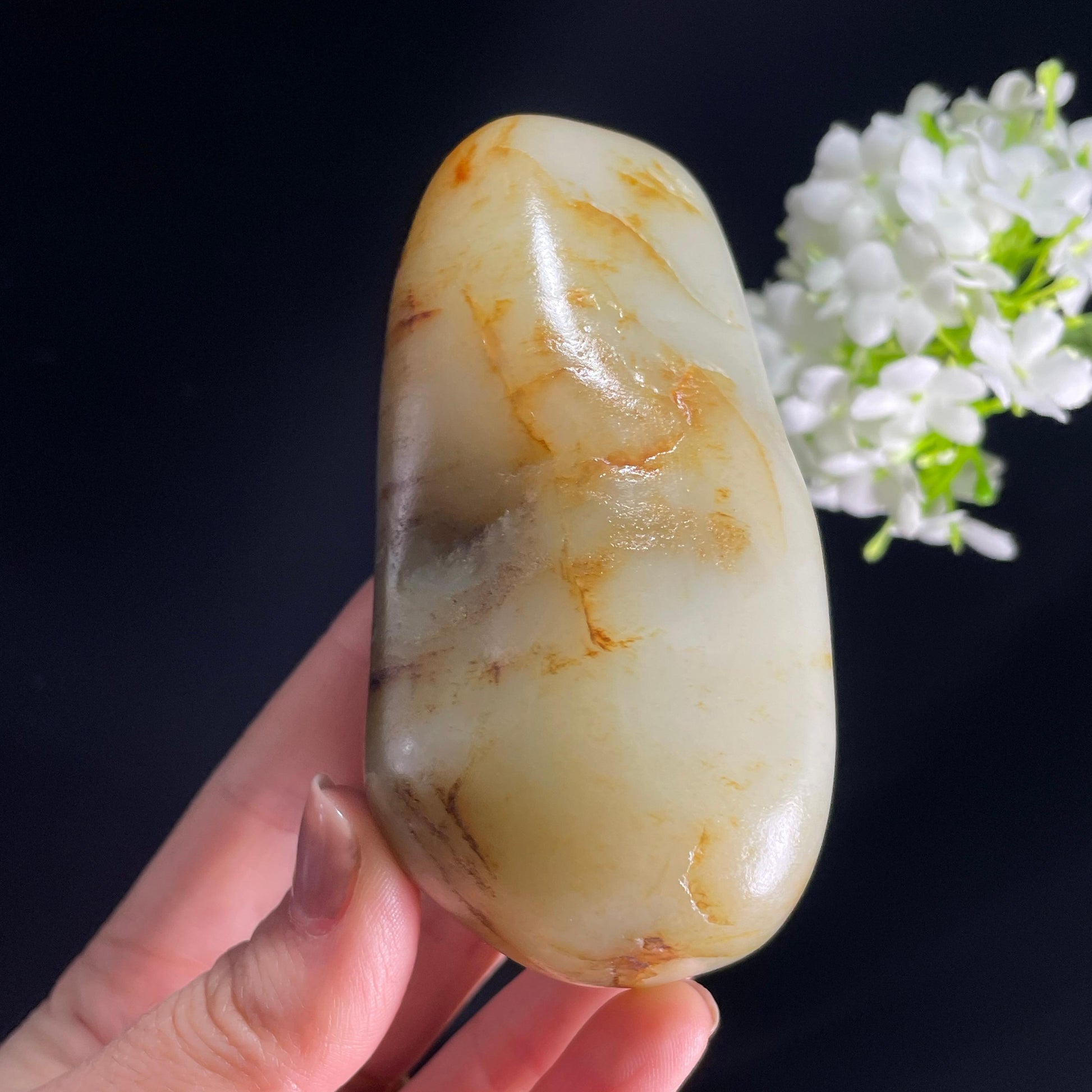 和田玉青白玉洒金皮“秋痕留纹”籽料原石（yc282596）