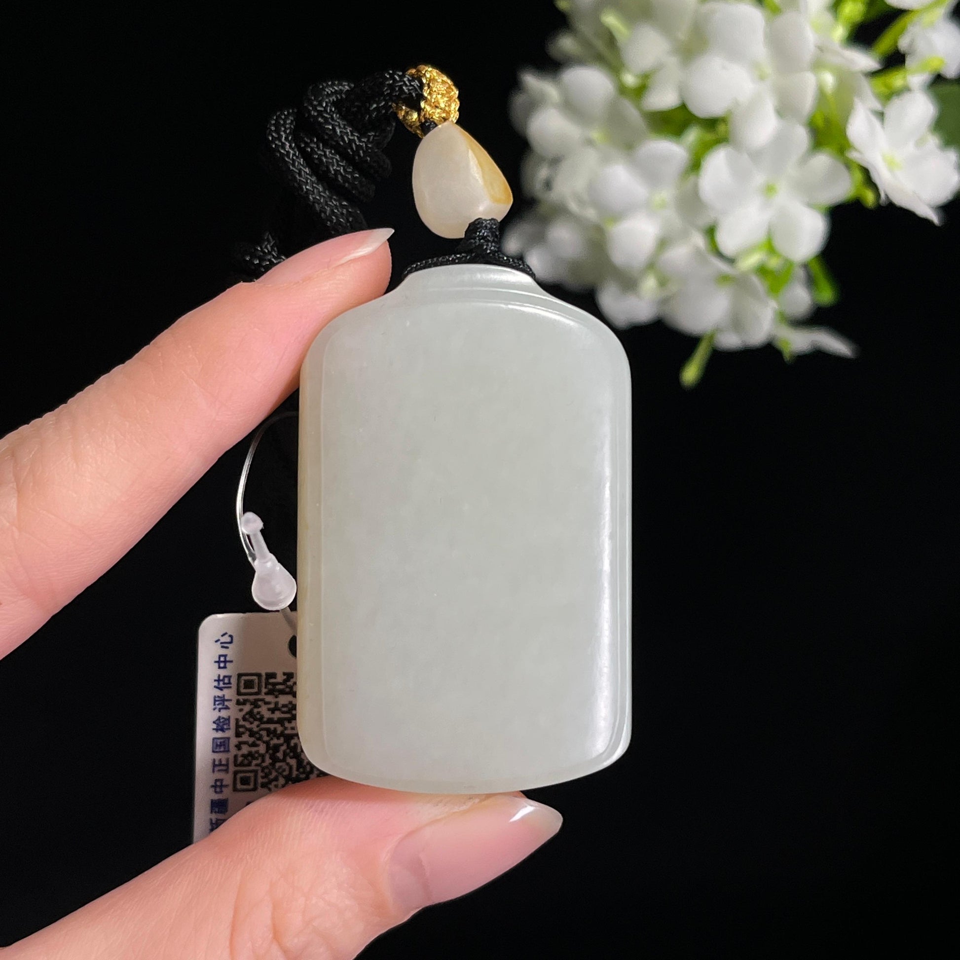 和田玉白玉洒金洒红皮“玉笺秋痕”籽料无事牌（yc300858）