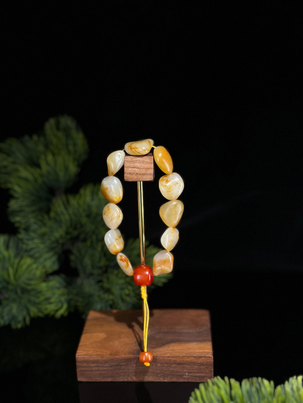 新疆天然和田玉红皮洒金皮原籽手串（11颗）（yc475324）