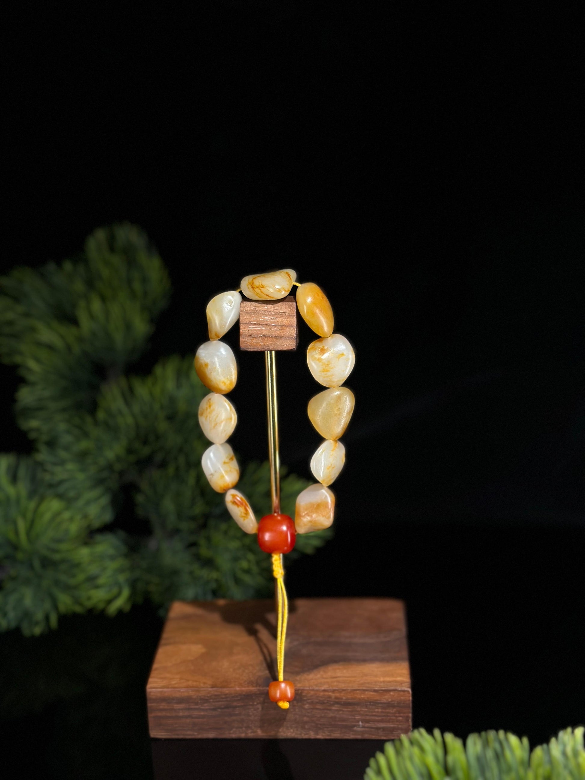 新疆天然和田玉红皮洒金皮原籽手串（11颗）（yc475324）