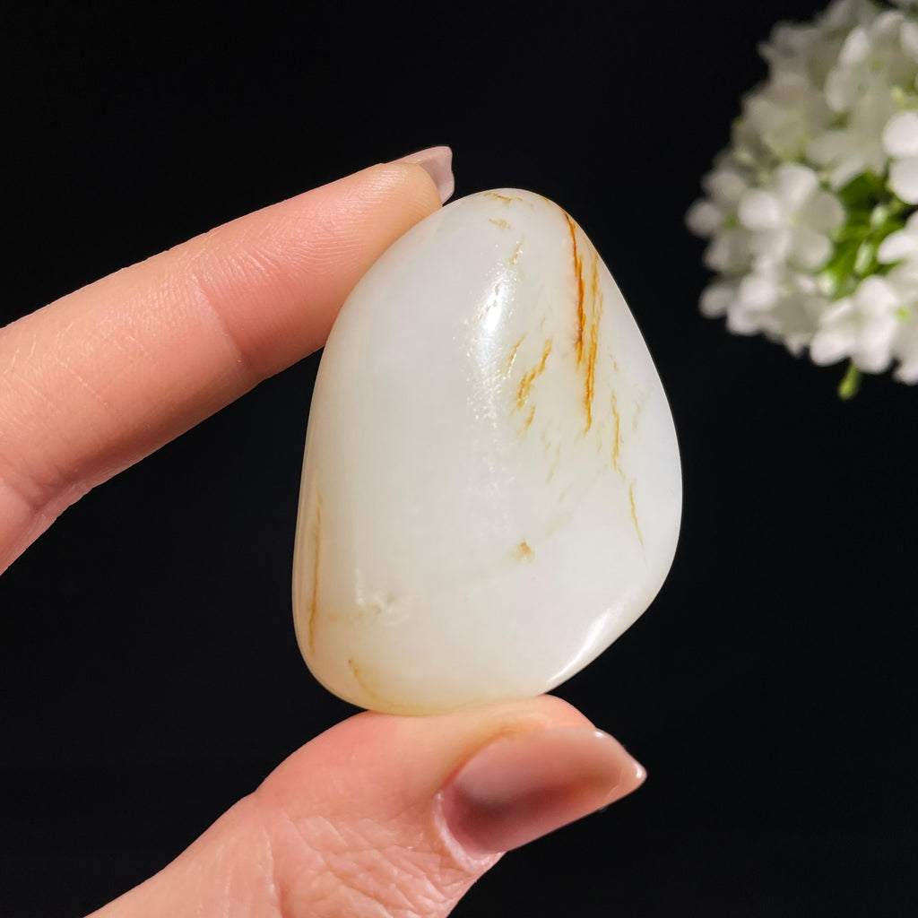 和田玉白玉“星缕穿空”洒金皮籽料（yc374919）
