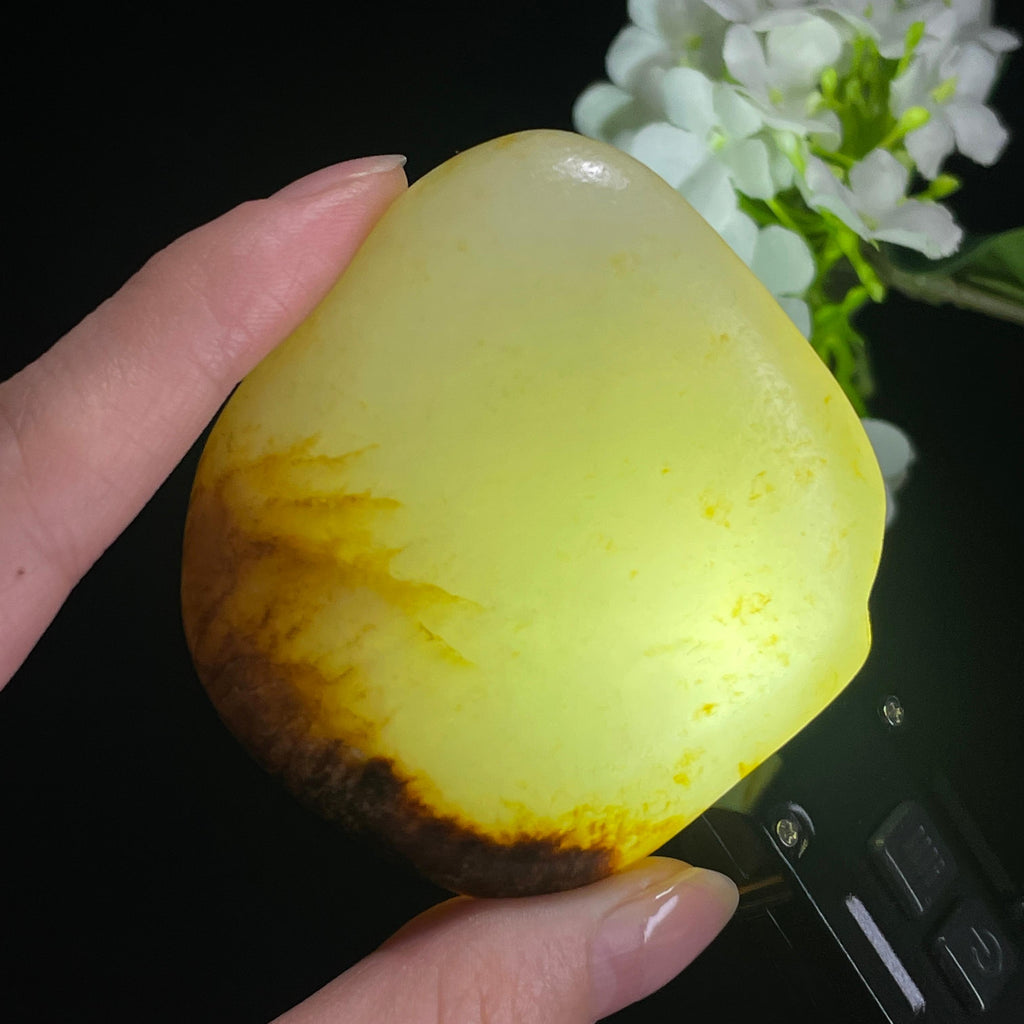 和田玉白玉“星河玉台”洒金黑红皮籽料（yc316504）
