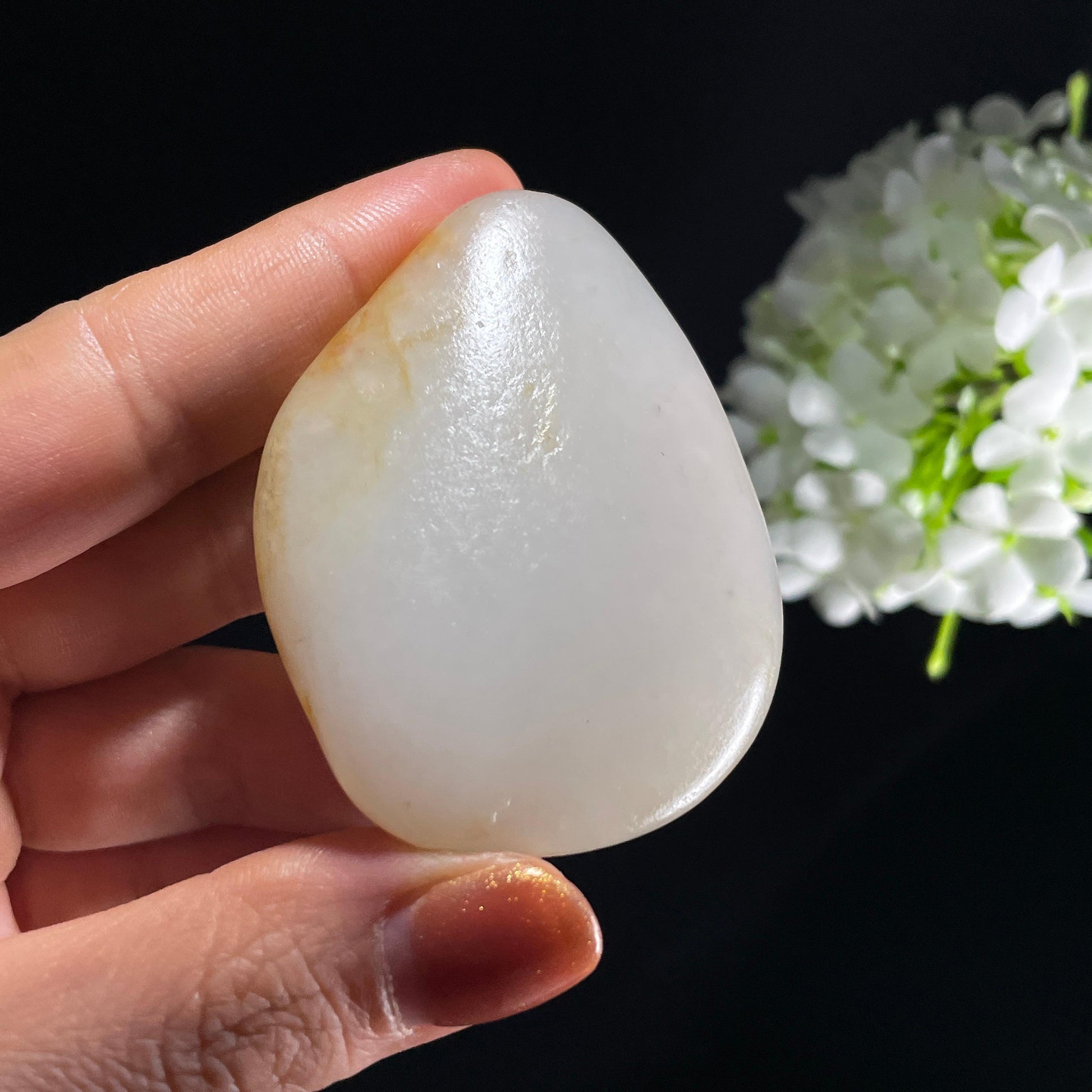 和田玉白玉“素云轻染”淡洒金皮籽料（yc392649）