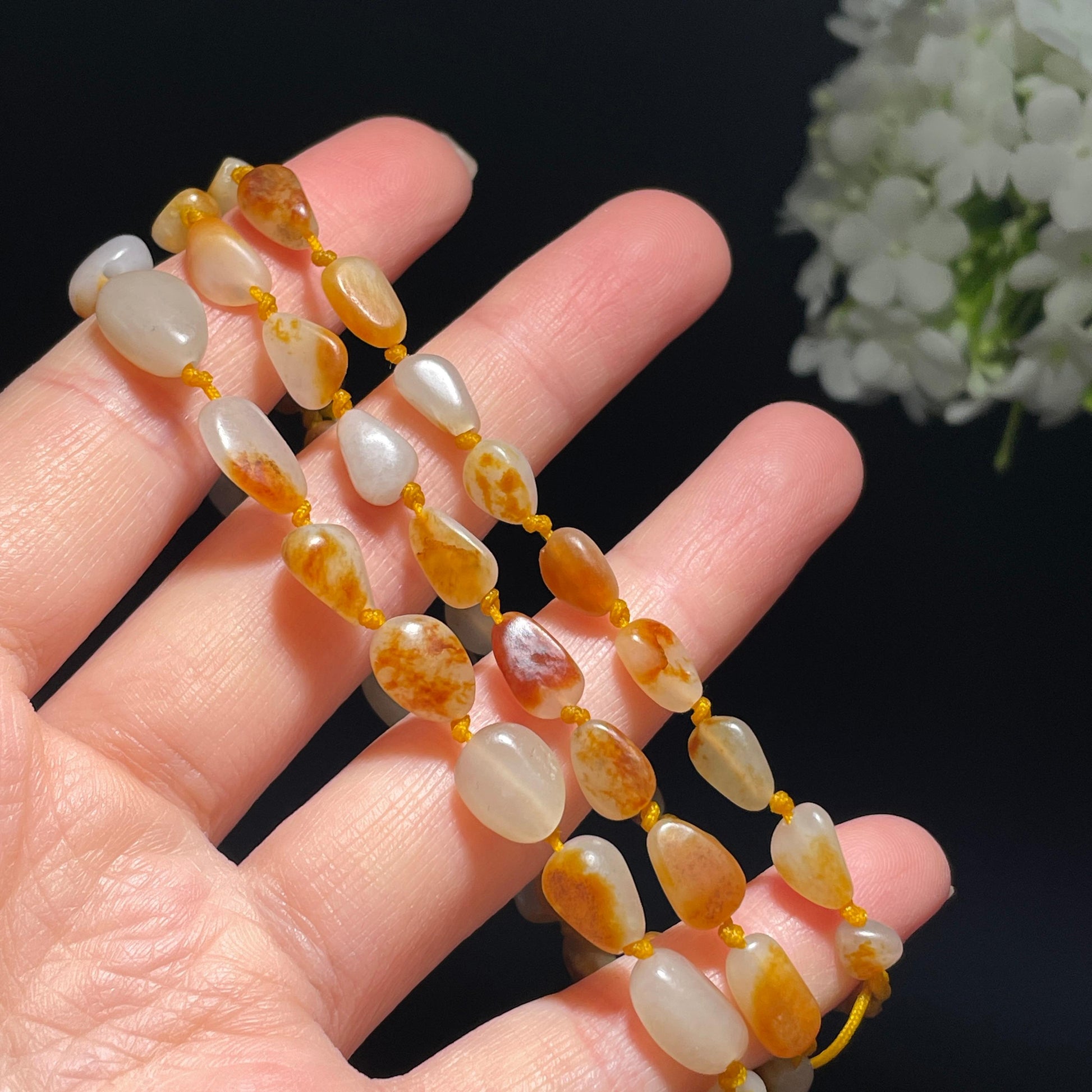 新疆天然和田玉红皮白肉原籽项链（yc355859）