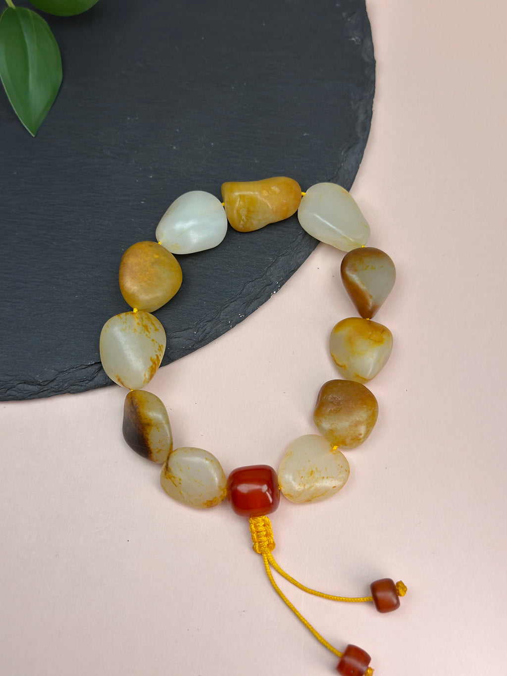 新疆和田玉珍品洒金皮红皮原籽手串（11颗）（yc750279）