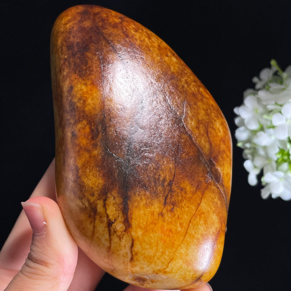 新疆天然和田玉“层林染秋”红沁皮籽料（yc443237）