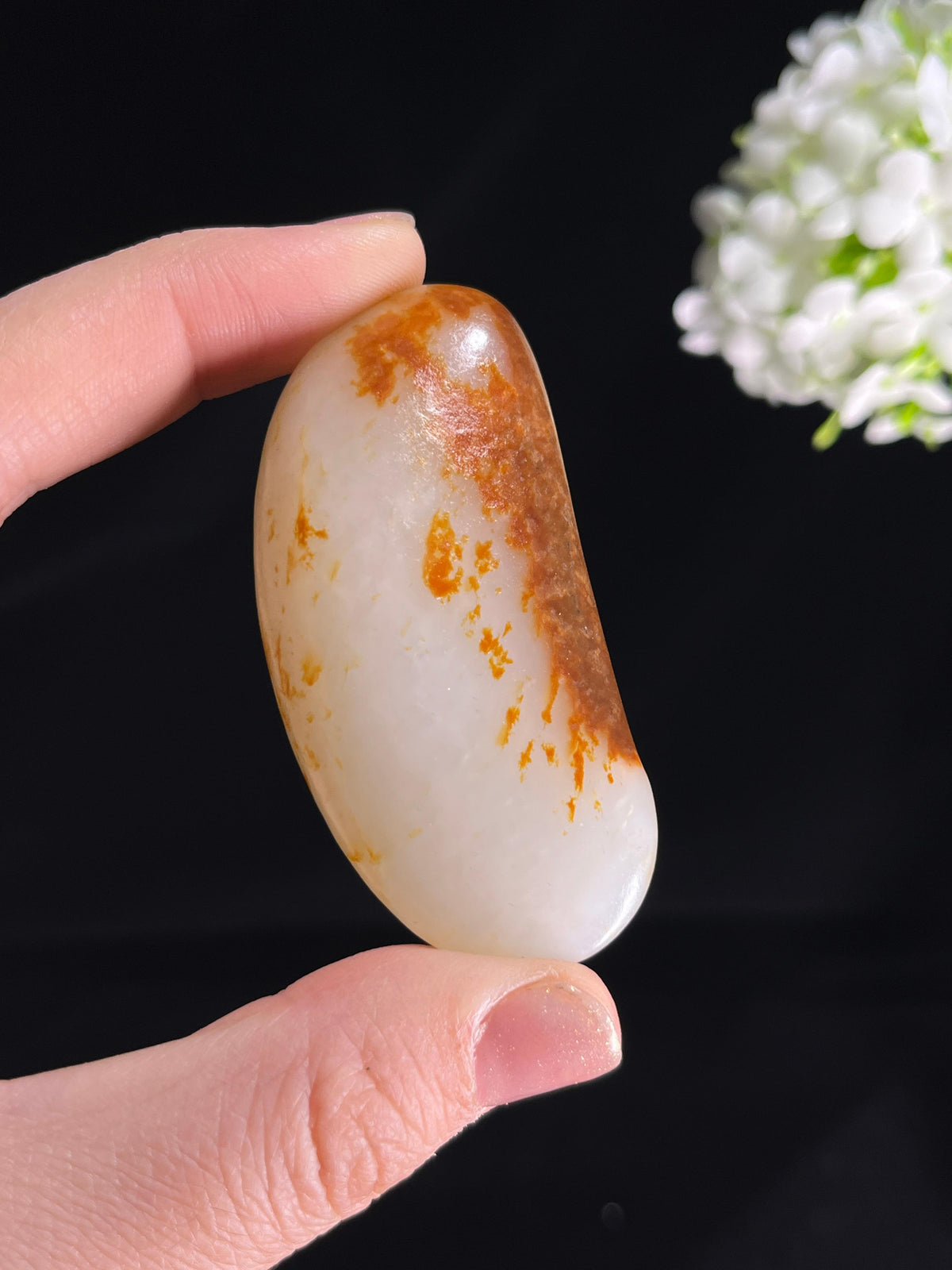 和田一级白玉玛丽艳枣红皮籽料原石手把件（yc265722）