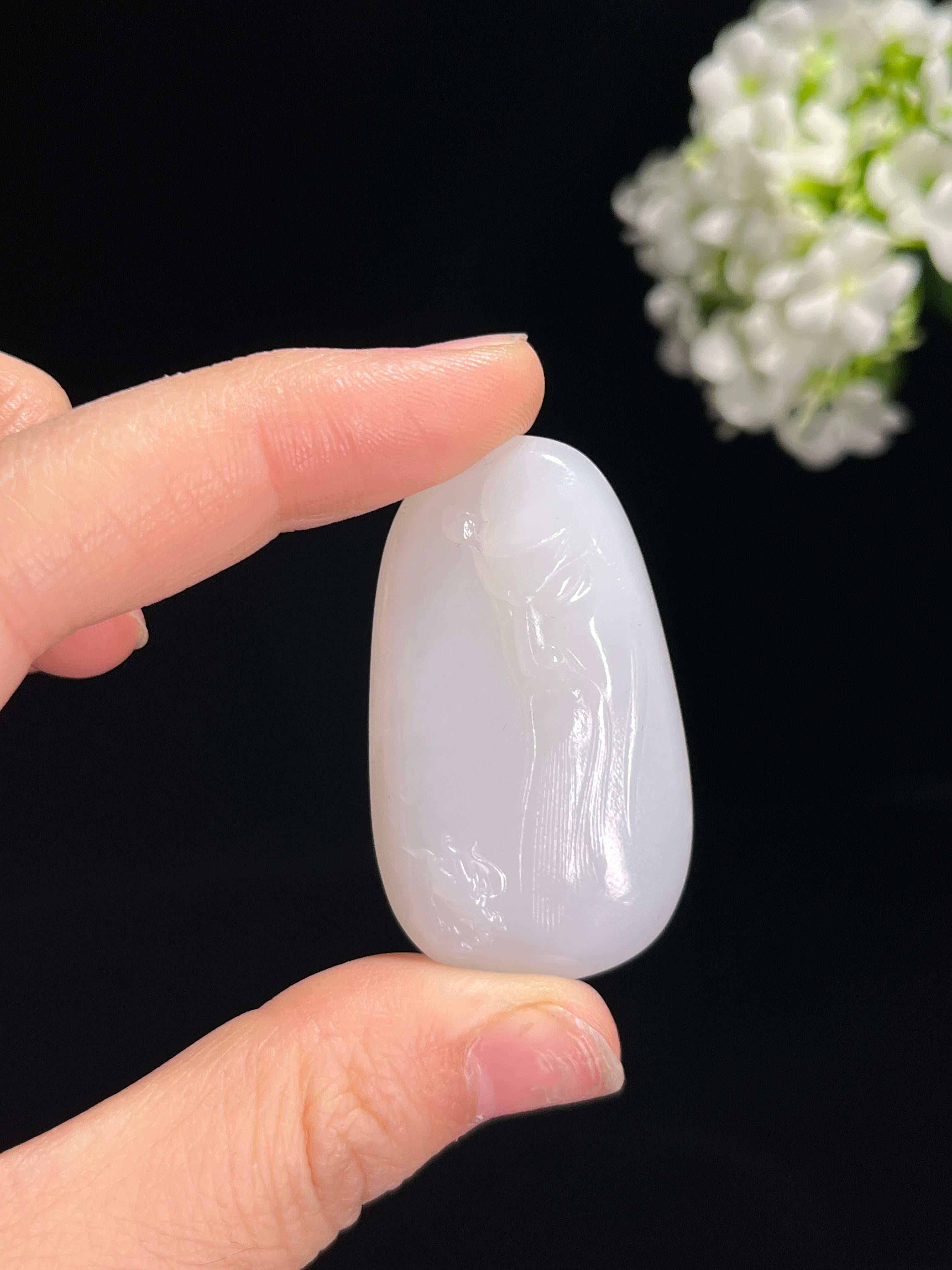 根付　和田玉 和田玉白玉“忠义关公”挂件（yc257303） – 添福玉器