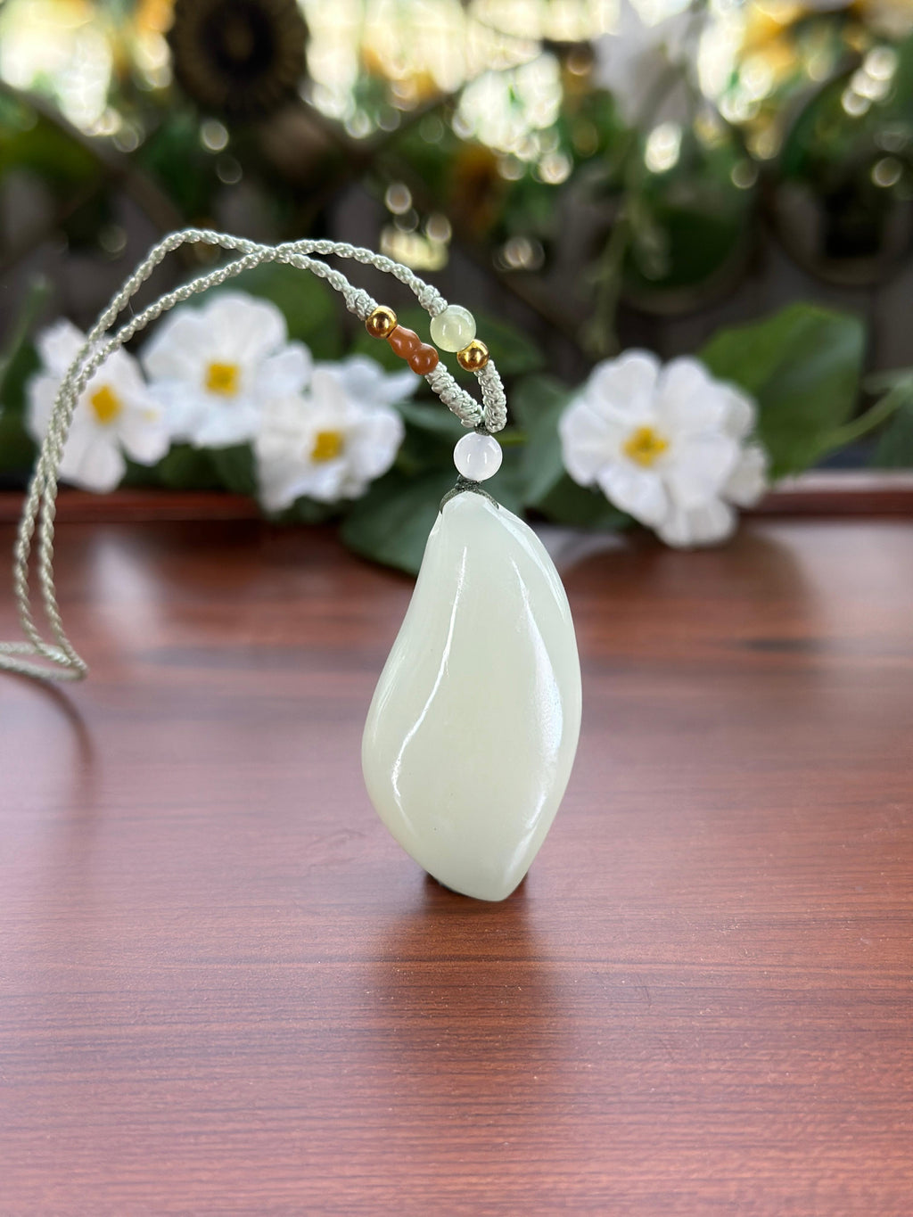 和田玉白玉玉兰花挂件（yc704670）