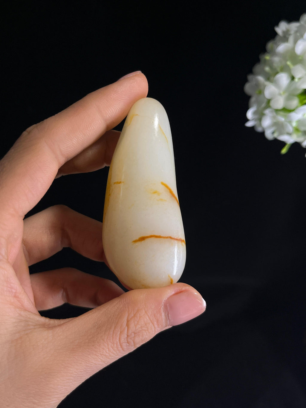 和田玉暖白种洒金皮“福运绵长”籽料原石（yc272170）