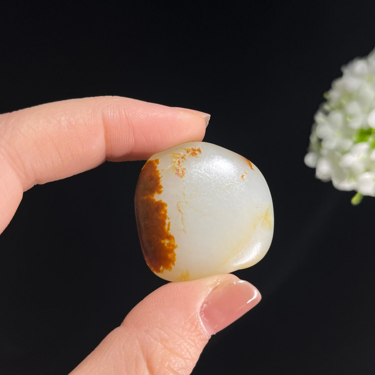 和田玉一级白玉洒金聚红皮“雪域红霞”籽料原石（yc286949）