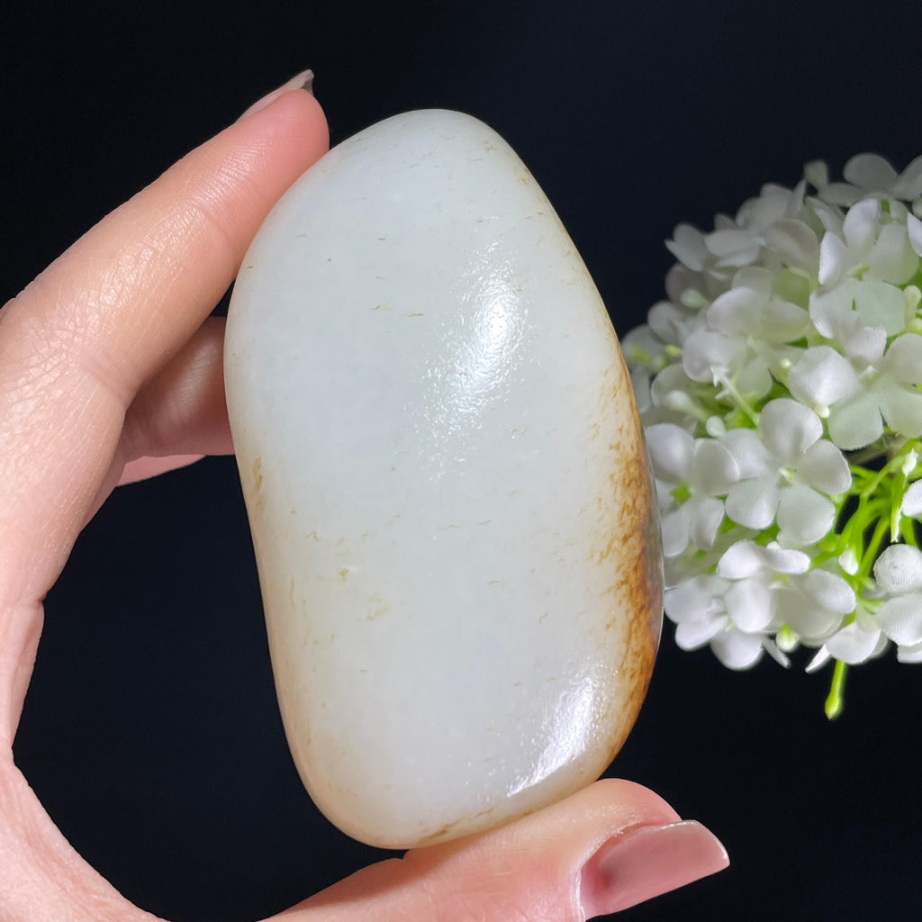 和田玉一级白“暮林映雪”红皮白肉籽料（yc388327）