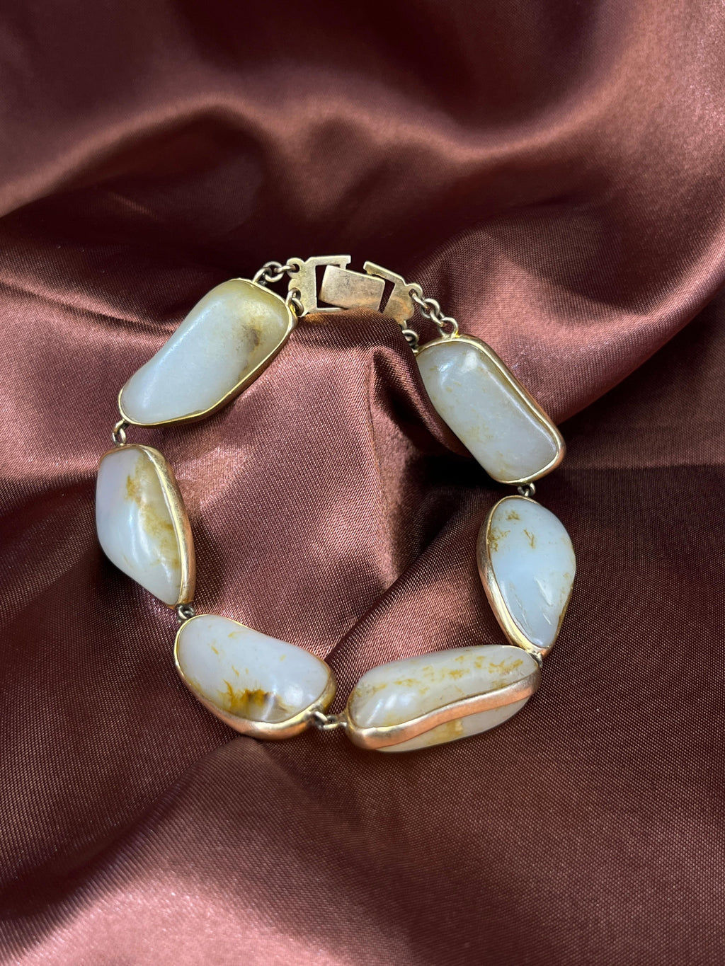 新疆和田玉籽料原石18k金包玉手串（yc235757）