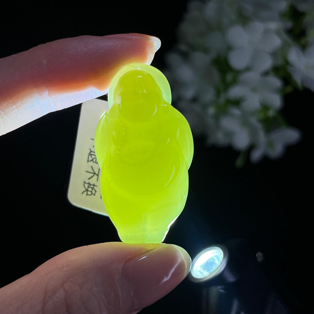 新疆天然和田玉若羌黄口弥勒佛雕刻挂件（yc367254）