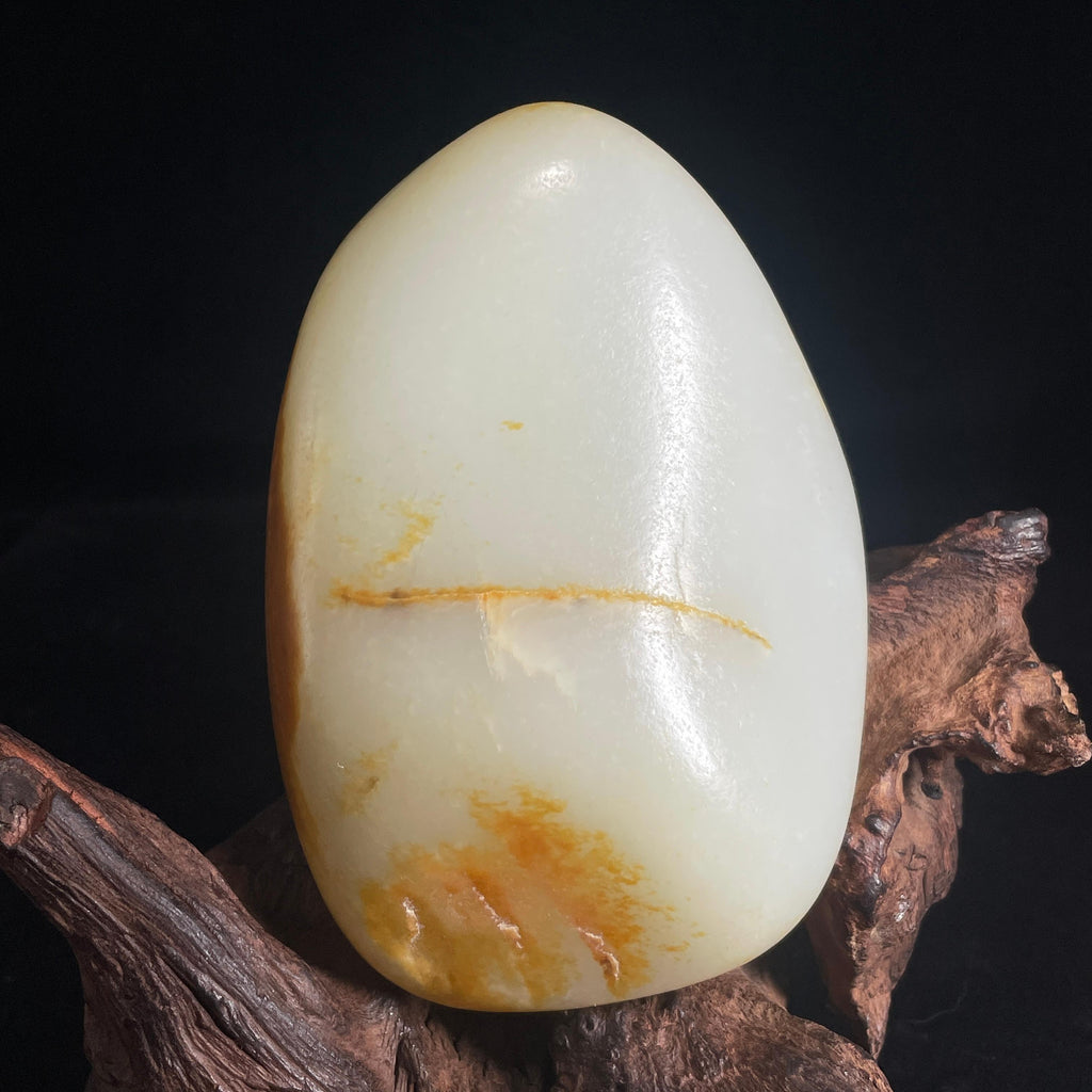 和田玉“一痕秋绮”白玉洒金聚红皮籽料（yc425063）