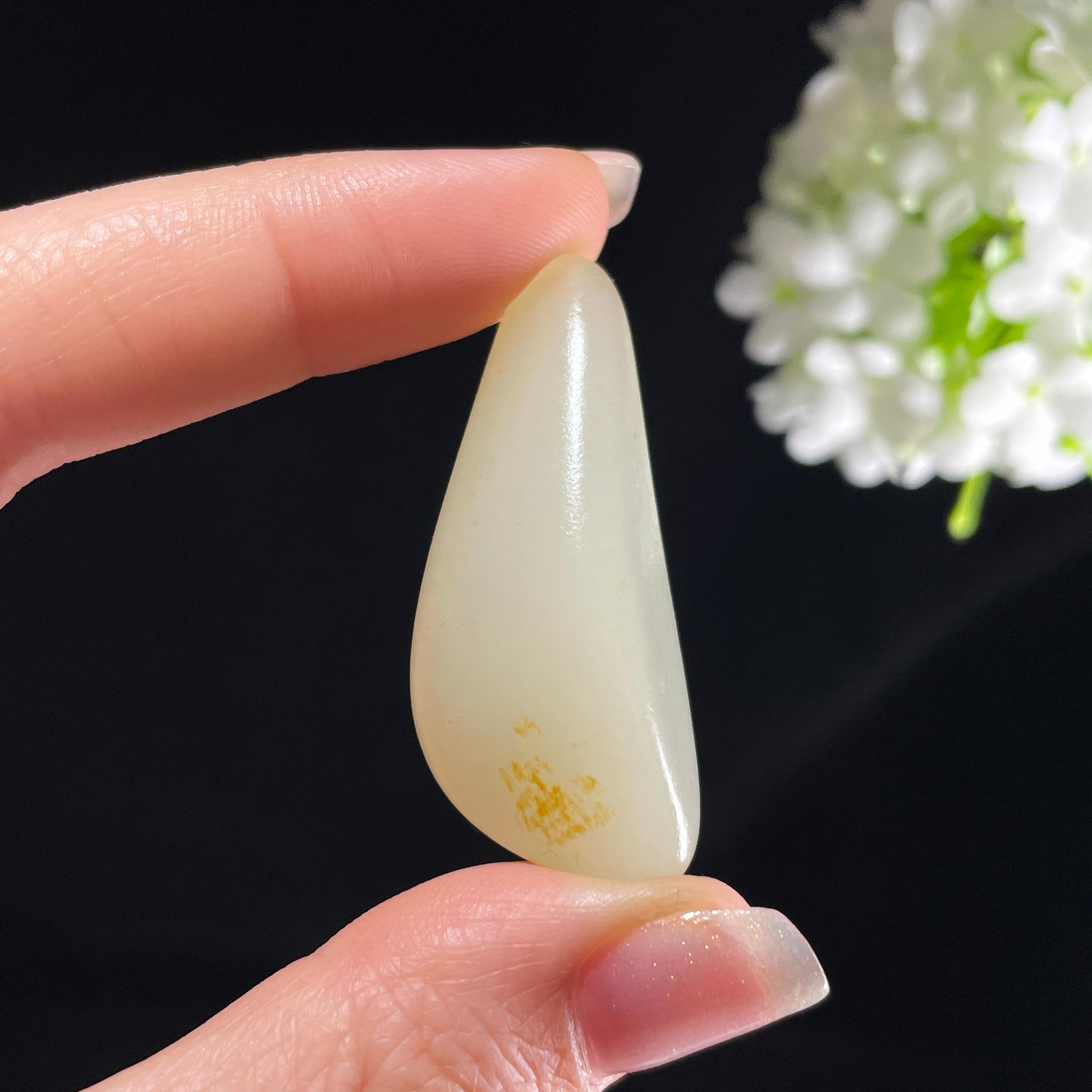 和田玉白玉“疏星落月”洒金黑红皮籽料（yc394216）