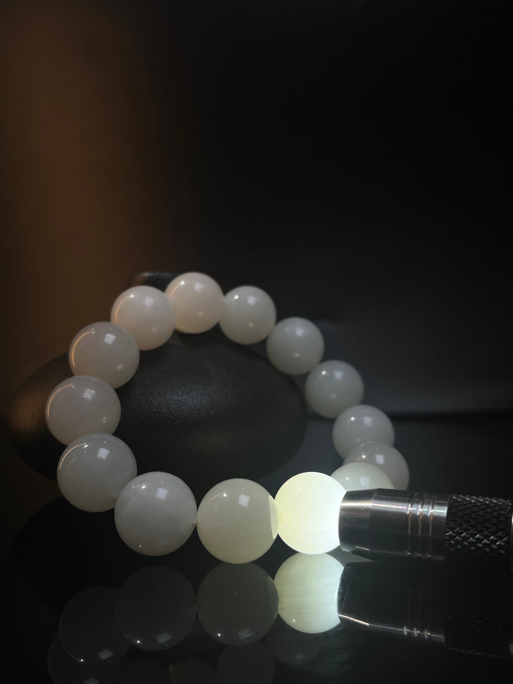 天然和田白玉圆型珠手串（卡16）（yc242877）